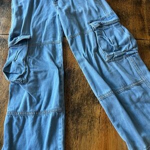 wild fable Light Blue Wide-Leg Cargo Jeans